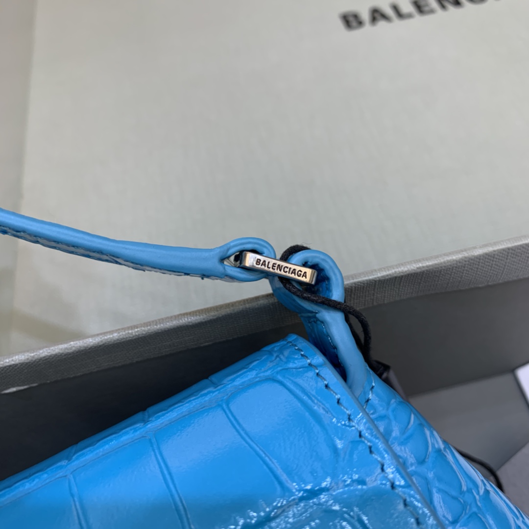 Balenciaga XX Small Flap Bag Crocodile Embossed Blue